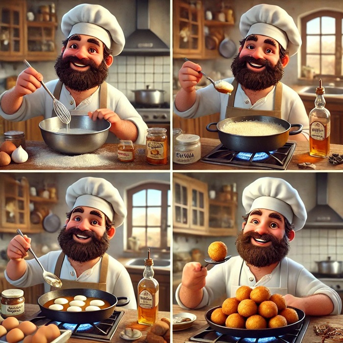 Papanași prăjiți cu smântână și dulceață